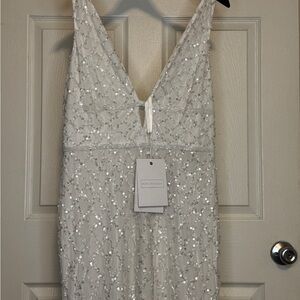 Mac Duggal Ivory Sequin Evening Gown